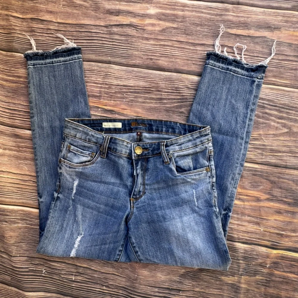Kut From The Kloth Reese Ankle Straight Leg Jeans Women’s Sz 4 Blue Distressed - Picture 5 of 10